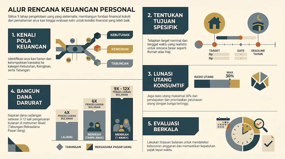 Infografis 5 cara mengelola uang dengan baik